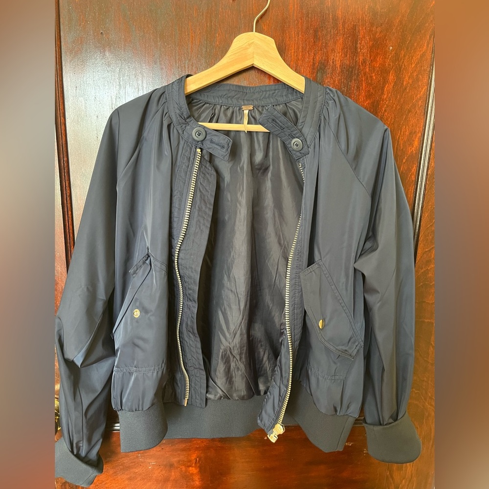 Free People Bomber Jacket Navy Medium